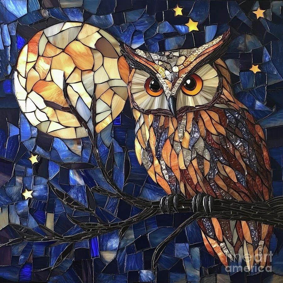 Mosaic Owl Digital Art by Tina LeCour Mosaic Owl Digital Art by Tina LeCour