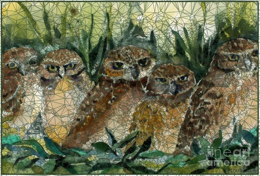 Mosaic Owls Digital Art by Mindy Newman