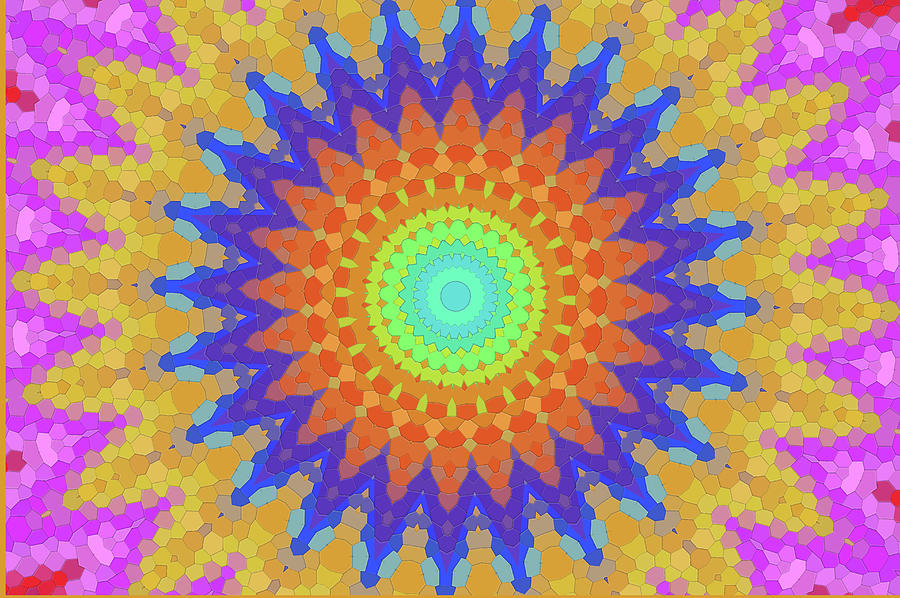 Mosaic Painted Colourful Kaleidoscope Digital Art