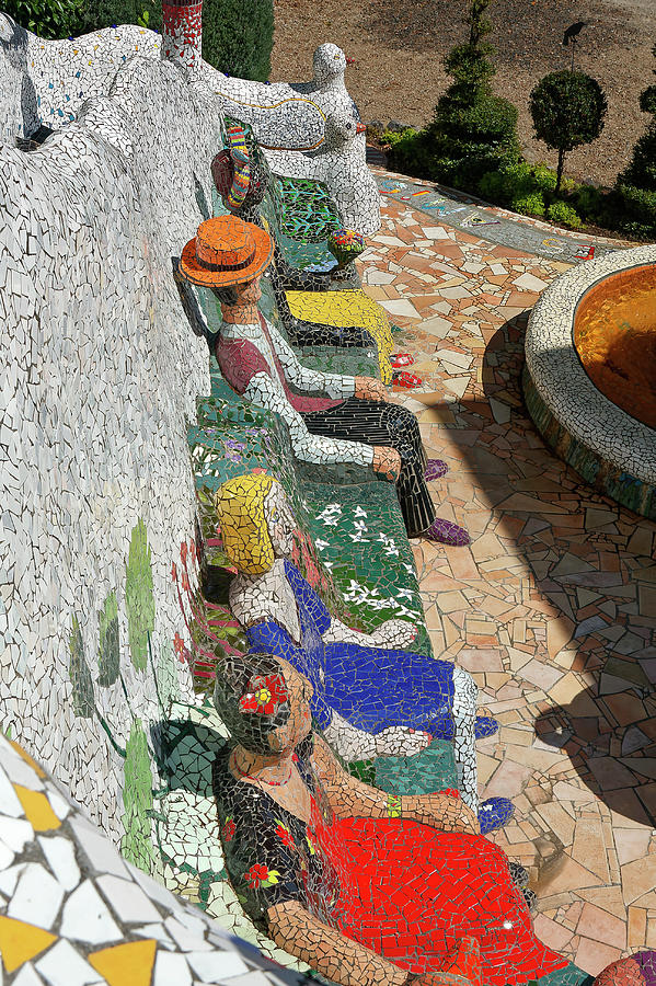 Mosaic People on Bench Photograph by Sally Weigand