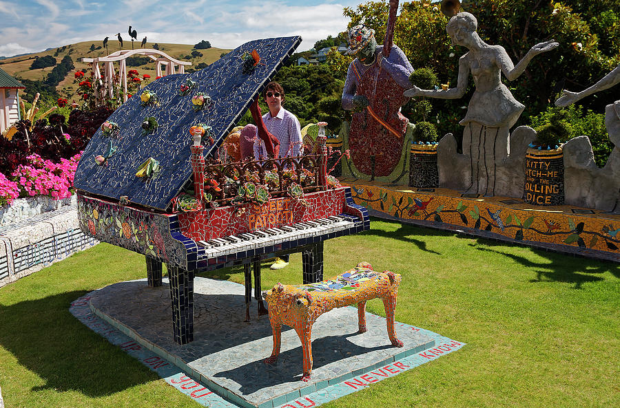 Mosaic Piano in Garden Photograph by Sally Weigand