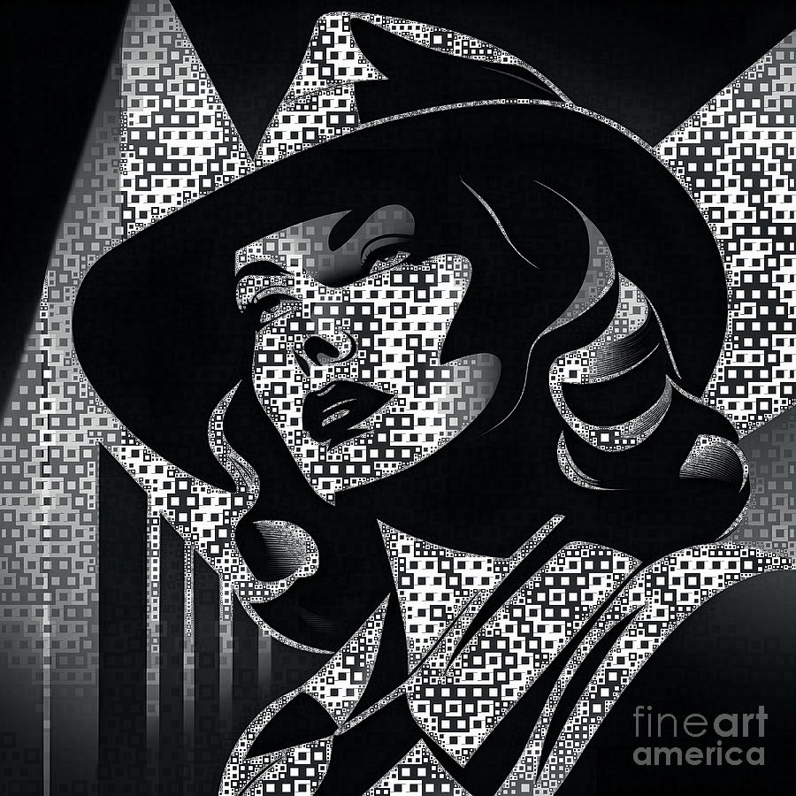 Mosaic Retro Film Noir Portrait - 02690 Digital Art by Philip Preston