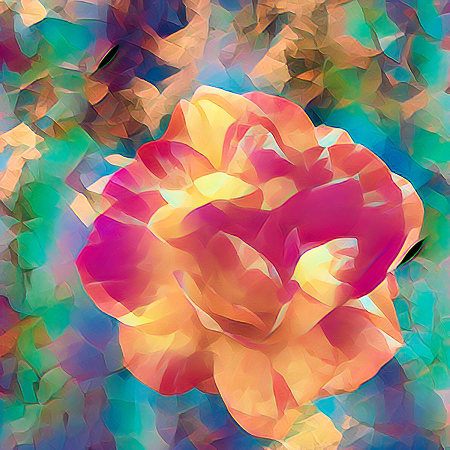 Mosaic Rose in Abstract Digital Art by Cathy Anderson