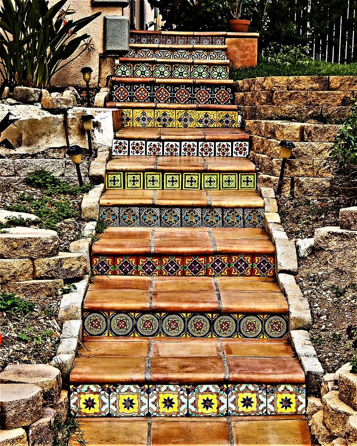 Mosaic Stairs Entryway Photograph by Andrew Lawrence