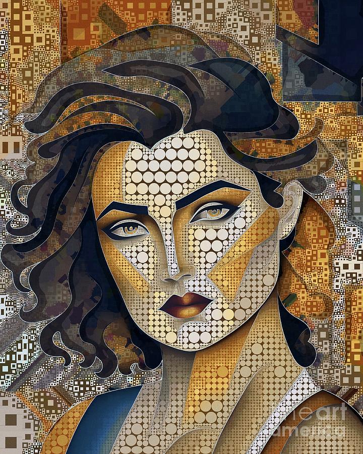 Mosaic Style Abstract Portrait - 00302 Digital Art by Philip Preston