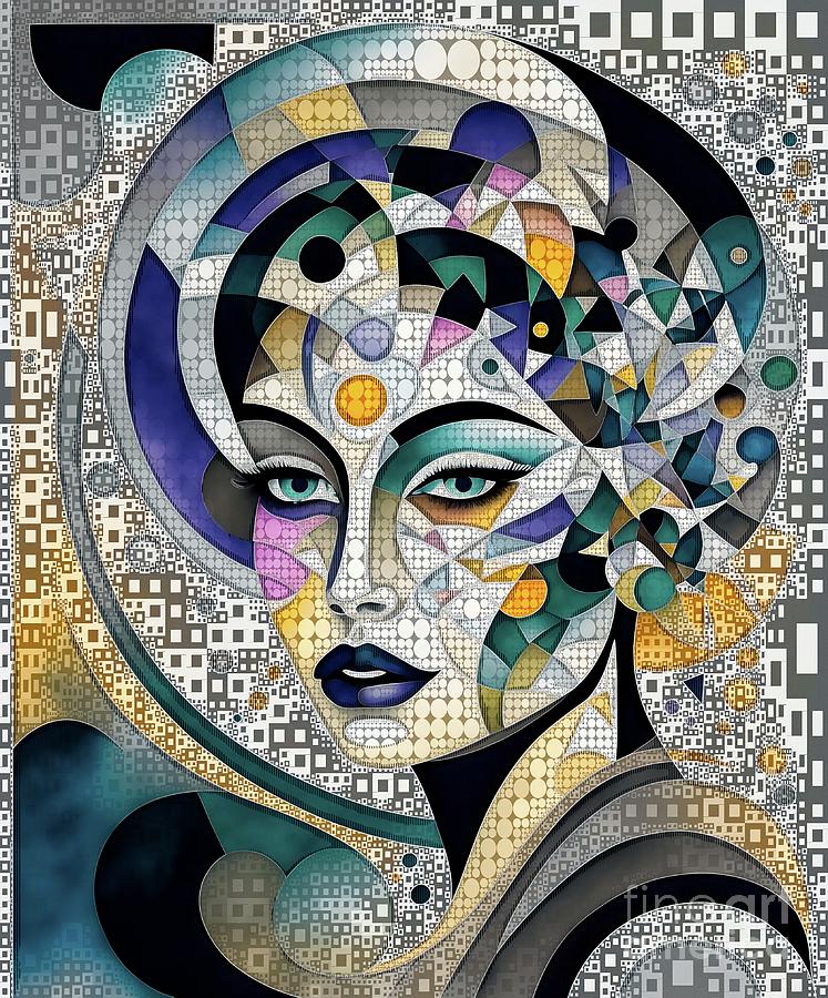 Mosaic Style Abstract Portrait - 00412 Digital Art by Philip Preston