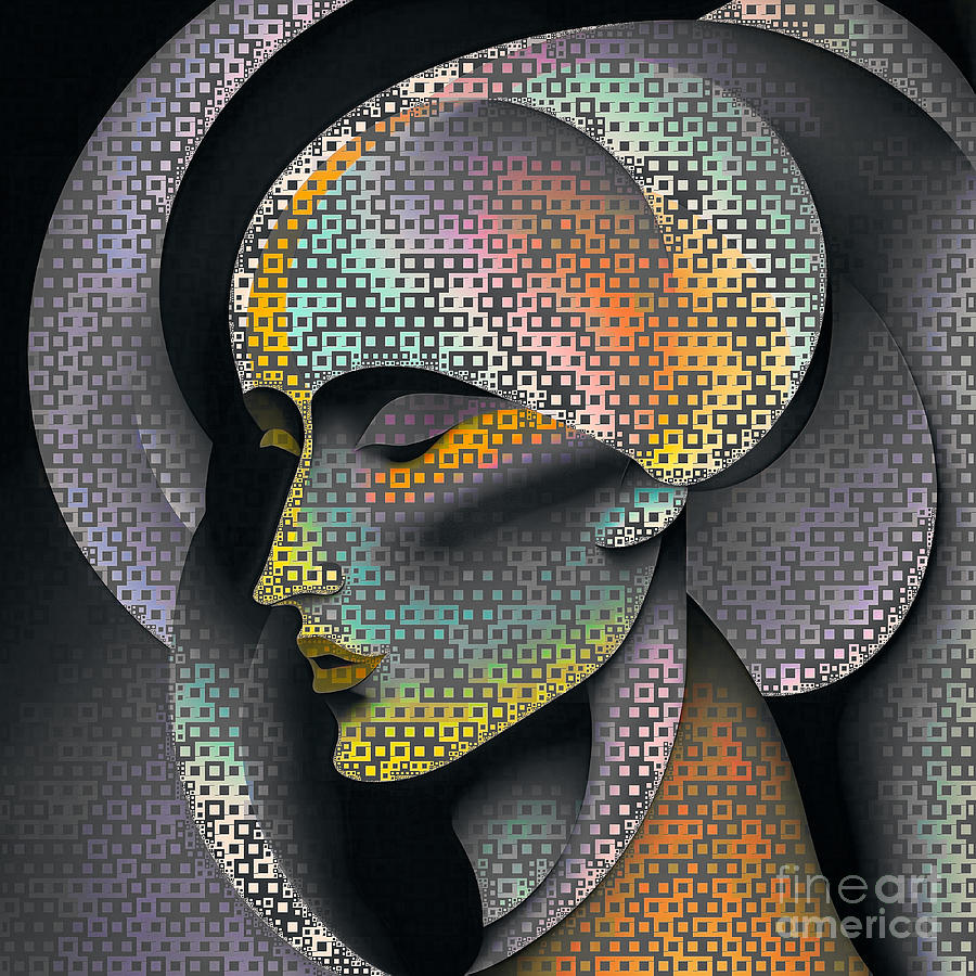 Mosaic Style Abstract Portrait - 01414a Digital Art by Philip Preston