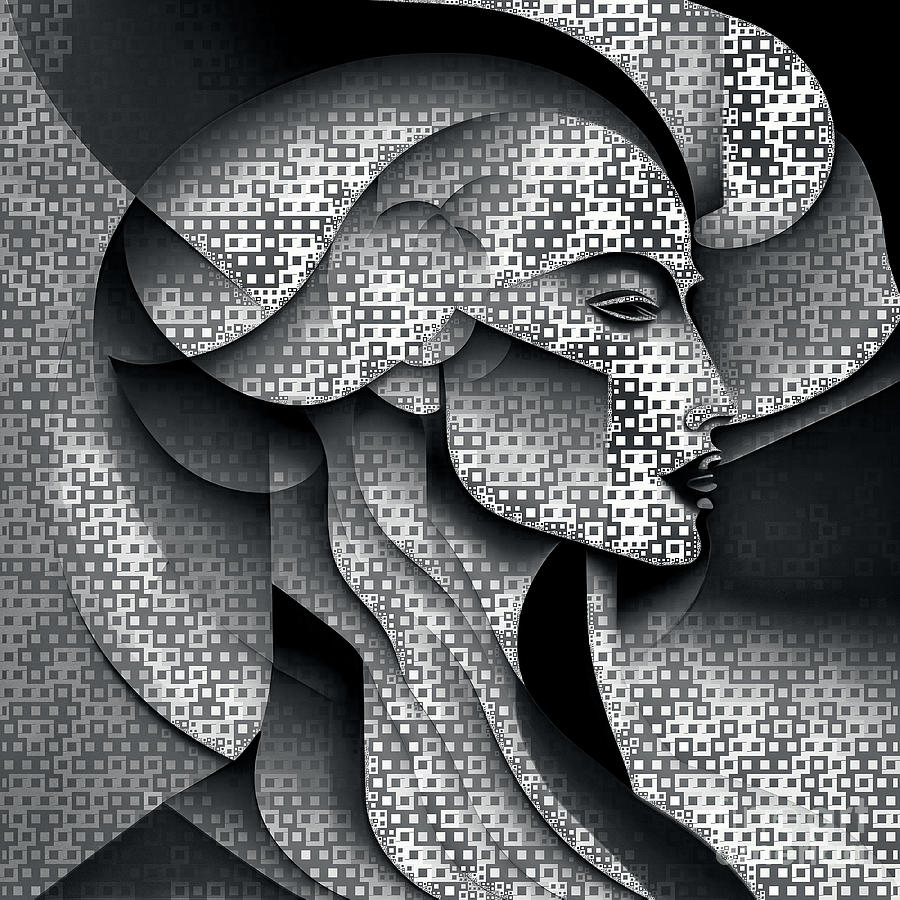 Mosaic Style Abstract Portrait - 01415 Digital Art by Philip Preston