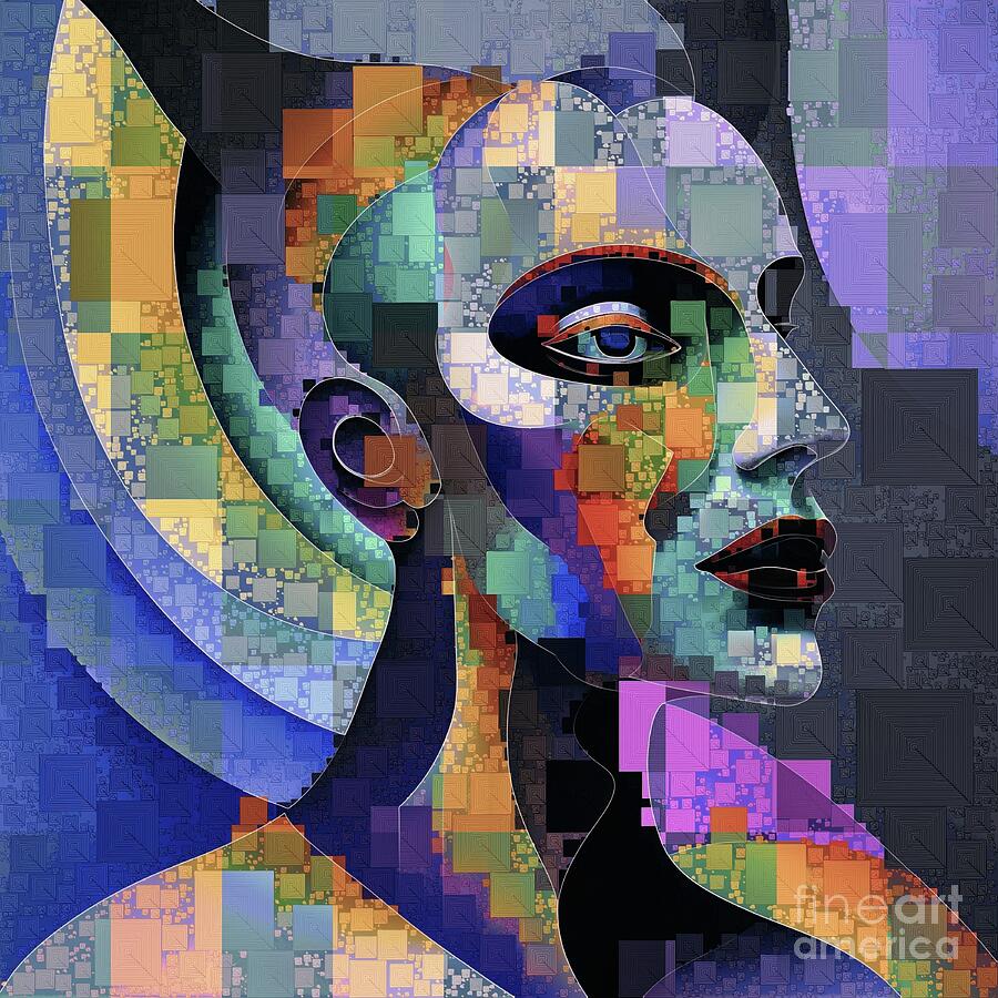 Mosaic Style Abstract Portrait - 01430-SA3A Digital Art by Philip Preston
