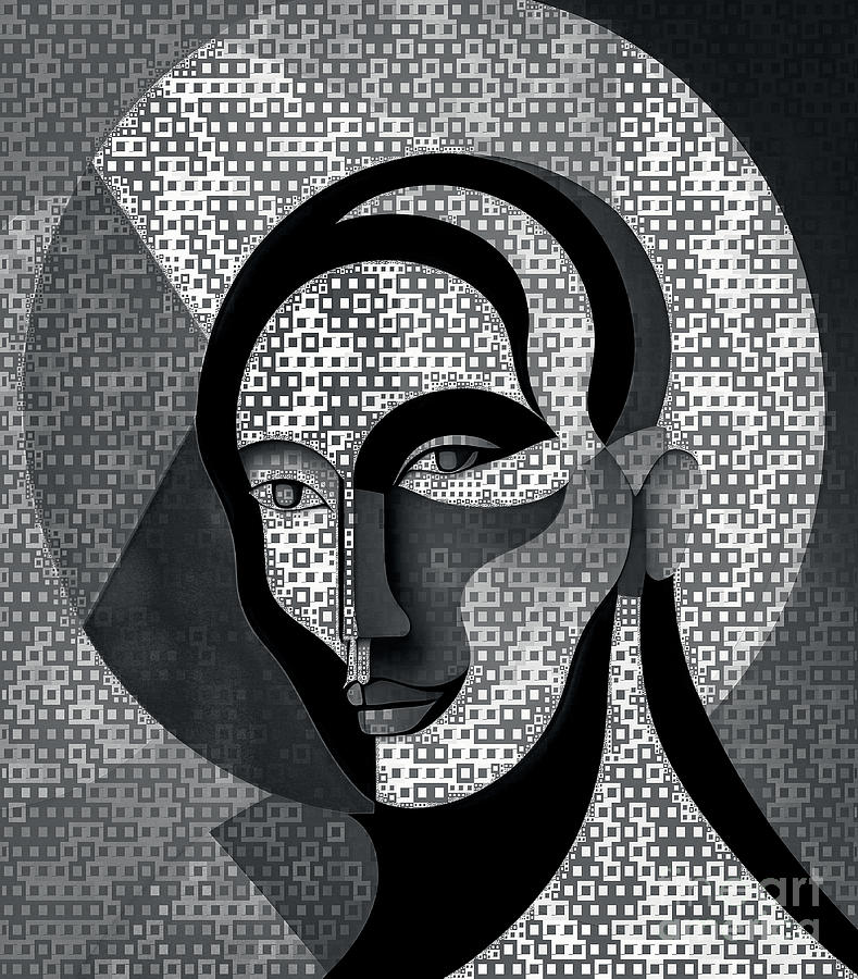 Mosaic Style Abstract Portrait - 01461 Digital Art by Philip Preston