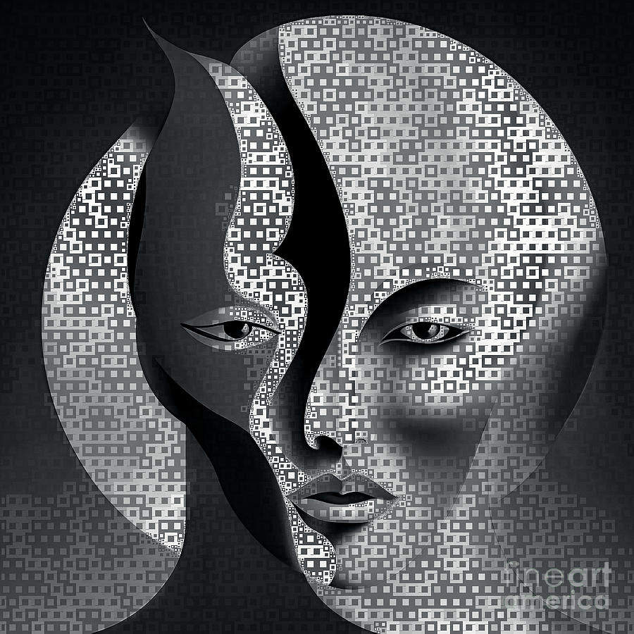 Mosaic Style Abstract Portrait - 01462 Digital Art by Philip Preston
