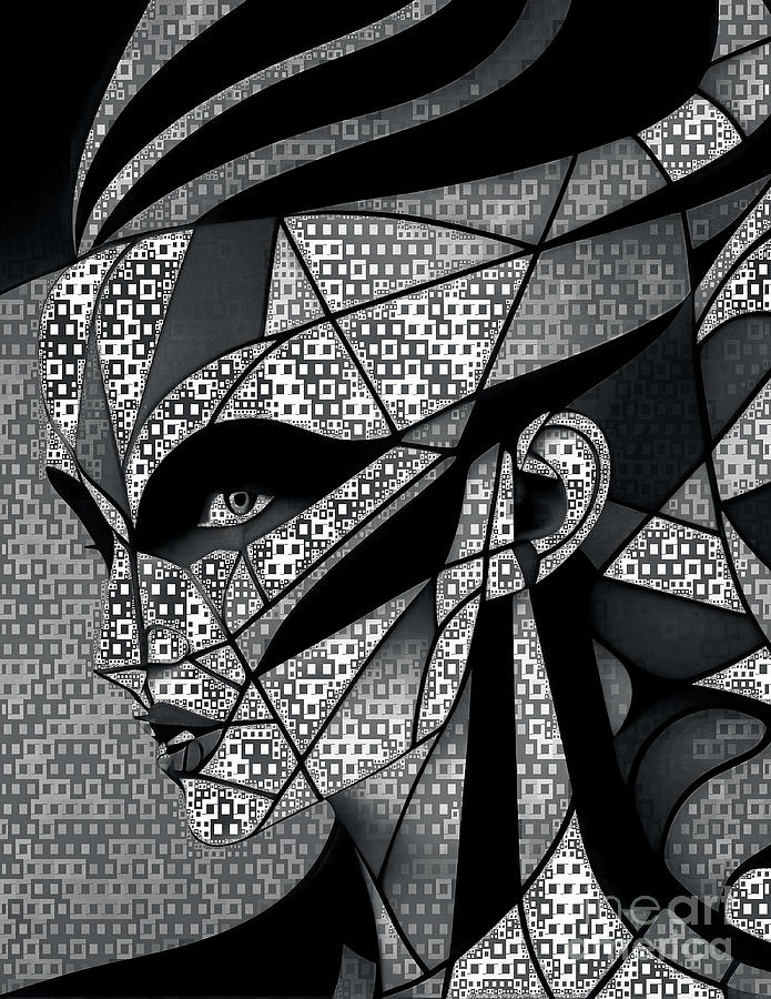 Mosaic Style Abstract Portrait - 01466 Digital Art by Philip Preston