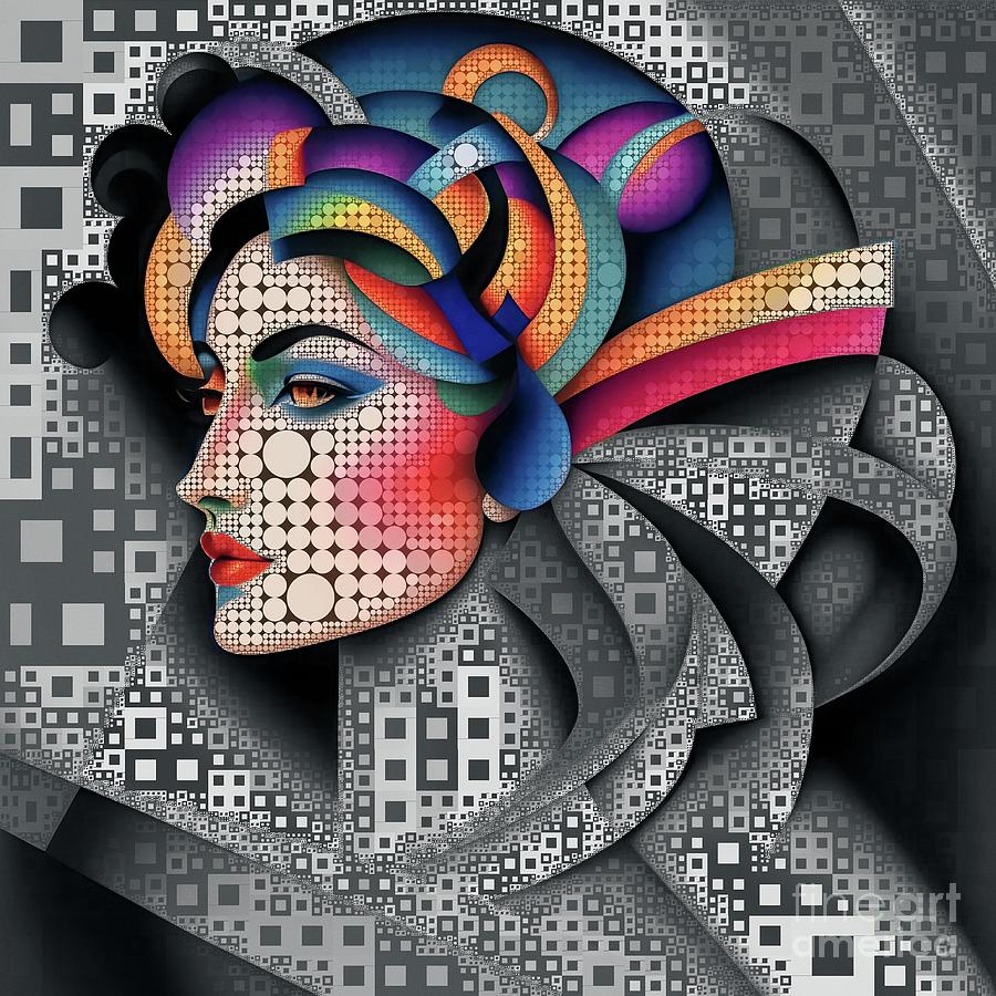 Mosaic Style Abstract Portrait - 01551 Digital Art by Philip Preston