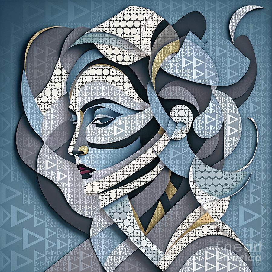 Mosaic Style Abstract Portrait - 01676 Digital Art by Philip Preston