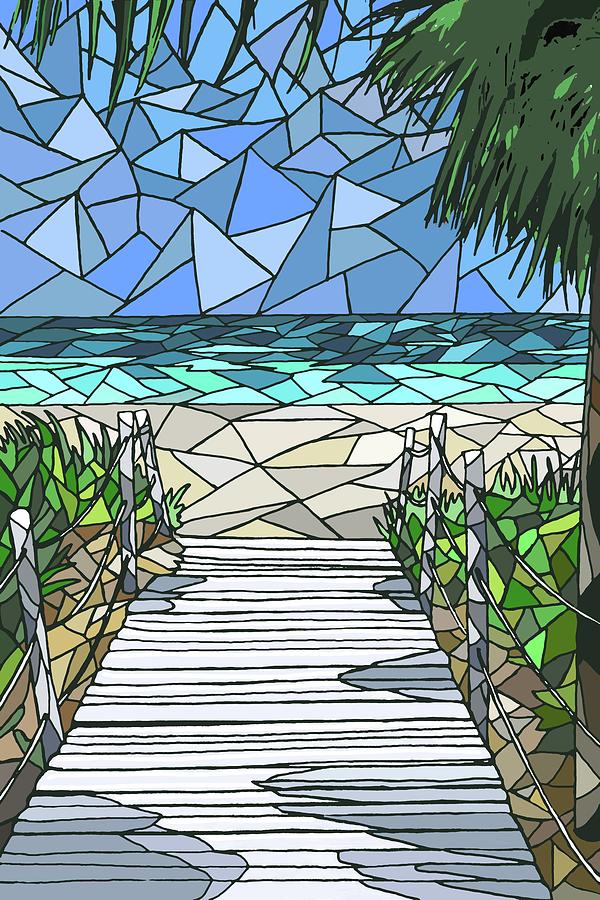 Mosaic Style Sea View 288 beach Digital Art by Lucie Dumas