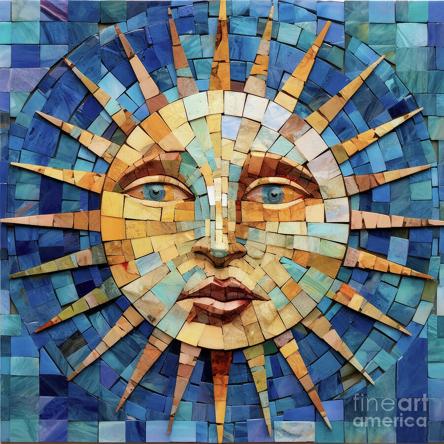 Mosaic Sun Painting by Tina LeCour - Fine Art America