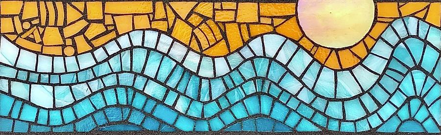 Digital Mosaic or Stained Glass Pattern Sunset Wave Resale Friendly 