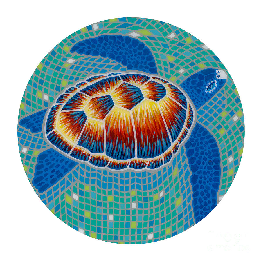 Mosaic Turtle Climate Colors Painting by Danielle Perry