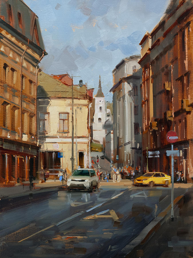 Moscow Autumn. The City Is Saturated With Golden Ocher. Solyansky Passage. Painting