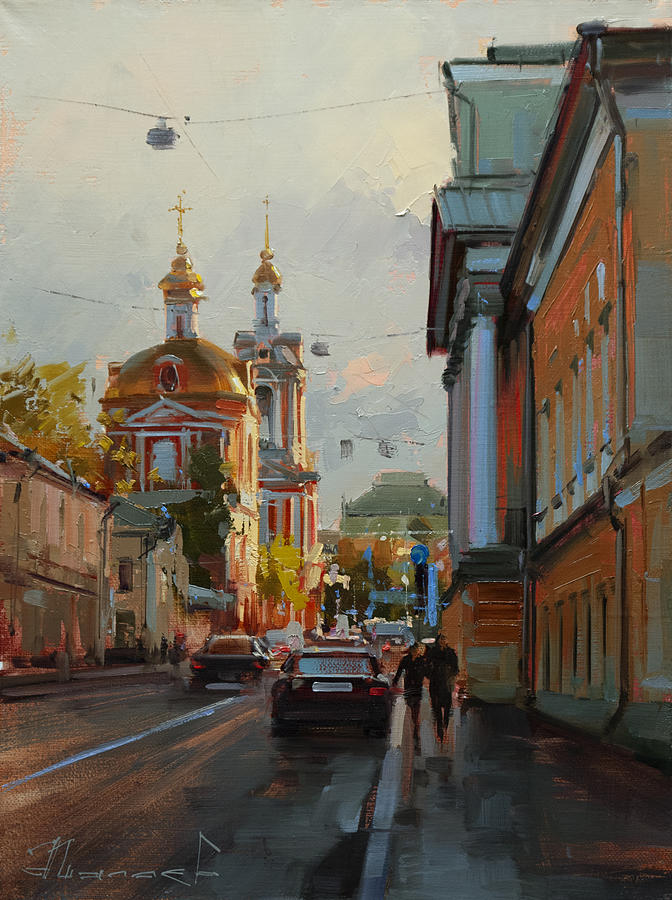 Moscow Churches. Blessed Evening. Old Basmannaya. Painting