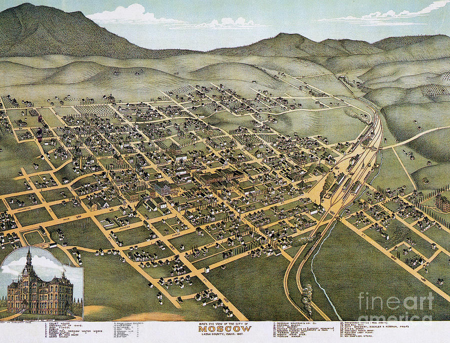 Moscow, Idaho, 1887 Drawing by Augustus Koch