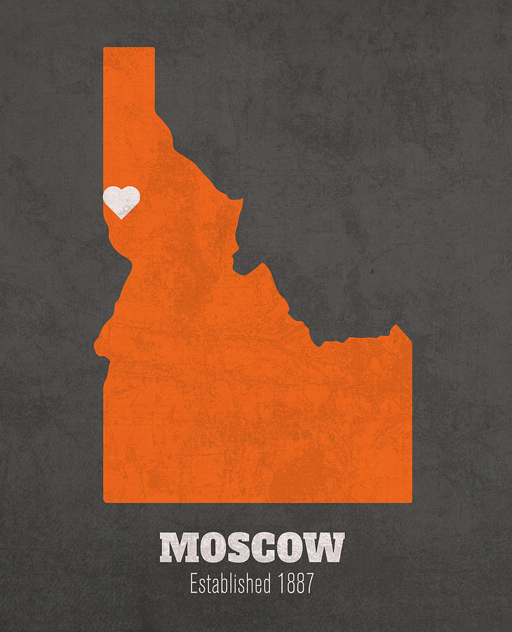 Moscow Idaho City Map Founded 1887 Idaho State University Color Palette ...