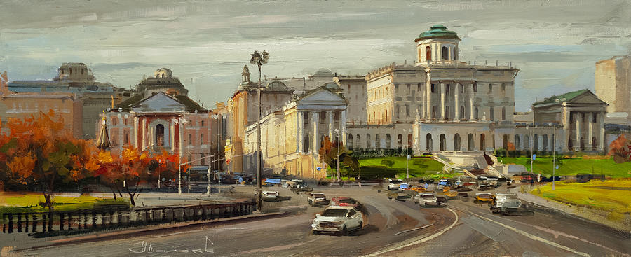 Moscow Legends. House With Liberia. Borovitskaya Square. Painting