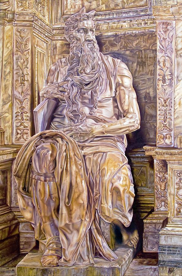 Mose statue in gold Painting by Michelangelo Rossi