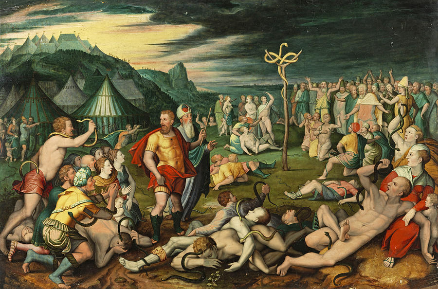 Moses and the Brass Serpent Painting by Flemish