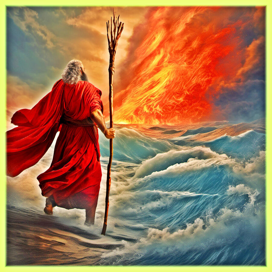 Moses Digital Art - Moses and Tornado Art by Colorful Designs