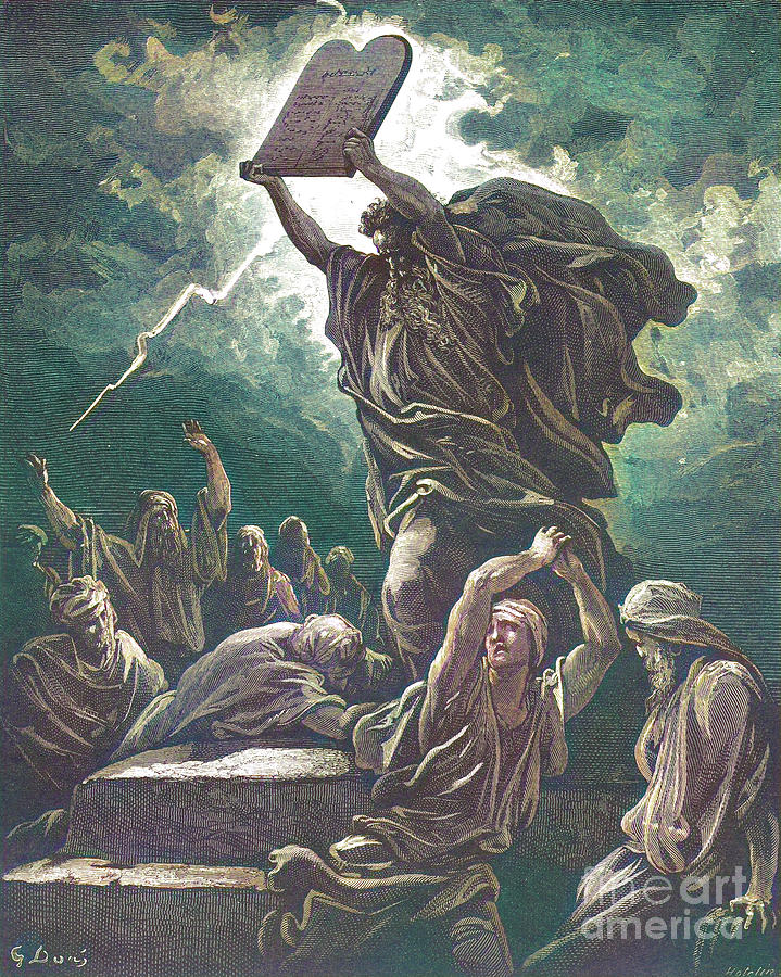 Moses Breaking the Tables of the Law by Gustave Dore v1 Drawing by Historic illustrations