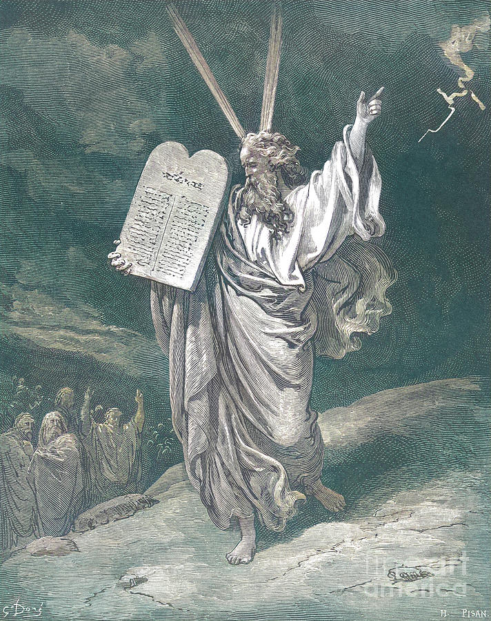 Moses Coming Down From Mt. Sinai by Gustave Dore v1 Drawing by Historic illustrations