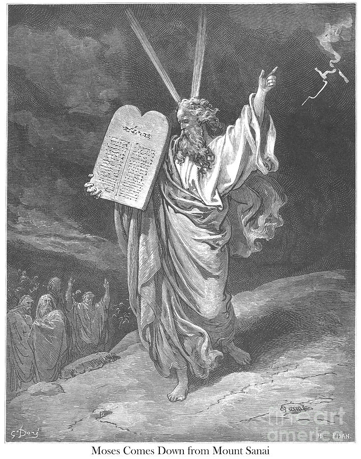 Moses Coming Down From Mt. Sinai by Gustave Dore v2 Drawing by Historic illustrations