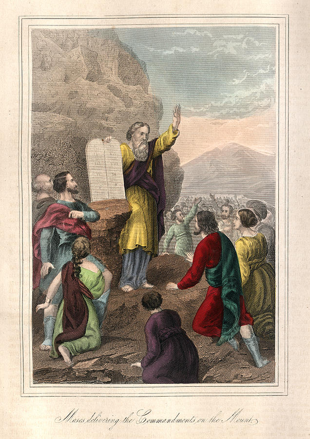 Moses delivering the Commandments on the Mount Drawing by Duncan1890