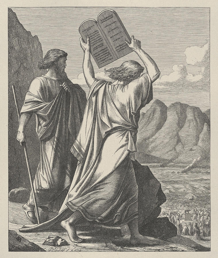  Moses Destroys the Tables Drawing by After Edward Armitage