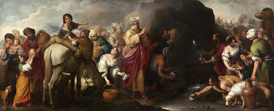 Moses Drawing Water from the Rock Painting by Bartolome Esteban Murillo