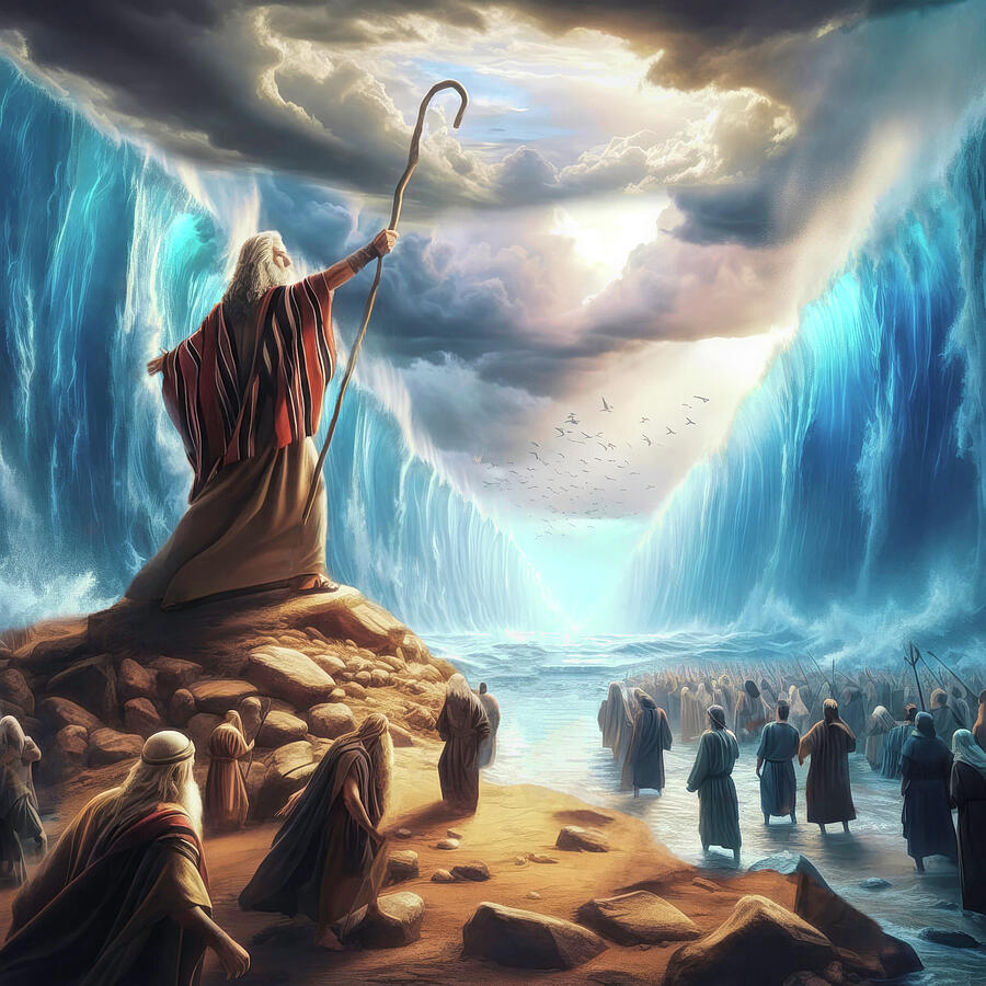 Moses Parting the Red Sea Digital Art by Donna Kennedy