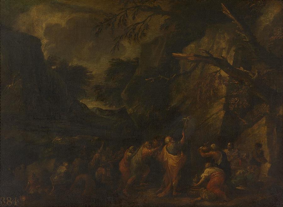 Moses Striking The Rock Painting By Master Art Collection Fine Art