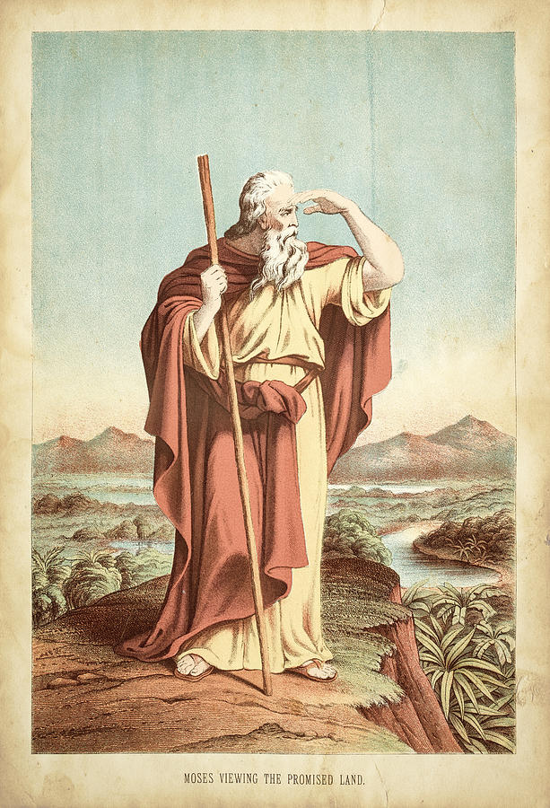 Moses viewing the promised land engraving Drawing by Thepalmer