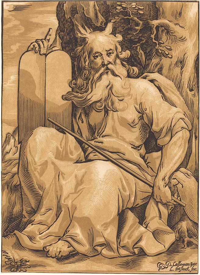 Rembrandt Drawing - Moses with the Tablets of Law art by Ludwig Businck German c
