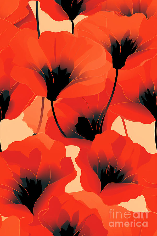 Mosiba - Poppy Pattern Digital Art