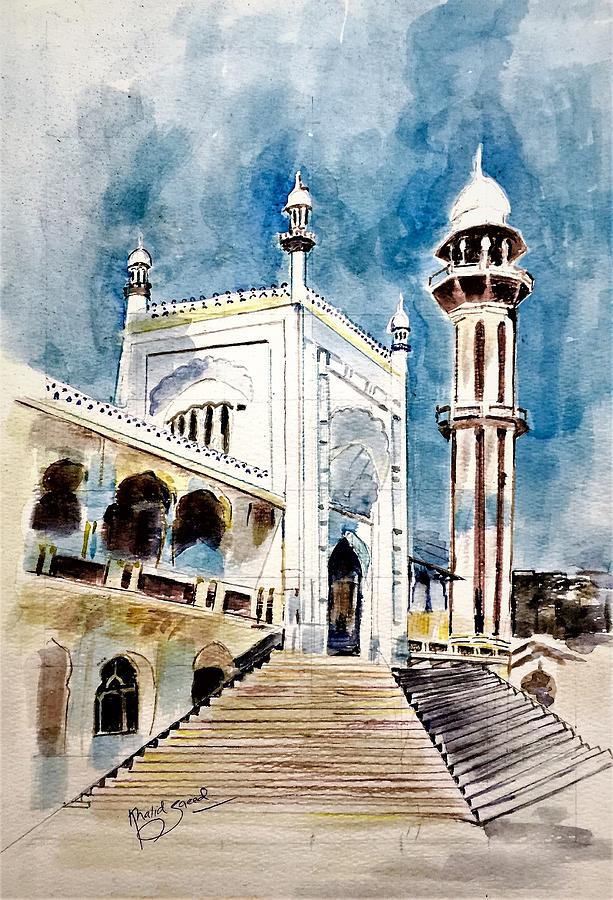 Mosque, Al Sadiq Painting by Khalid Saeed