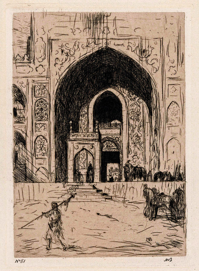 Mosque in British India, Marius Bauer, 1898 Painting by Artistic Rifki