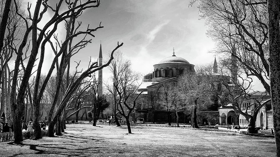 Black And White Photograph - Mosque in Istanbul, Turkey - BW by Thomas Ly