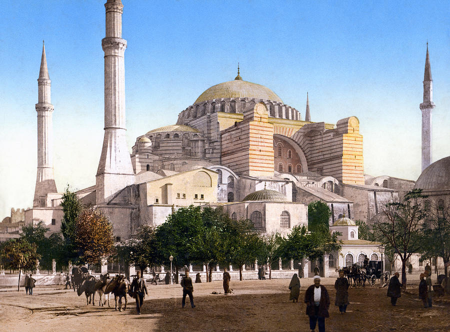 Mosque of St. Sophia - Constantinople - Circa 1895 Photochrom Photograph by War Is Hell Store