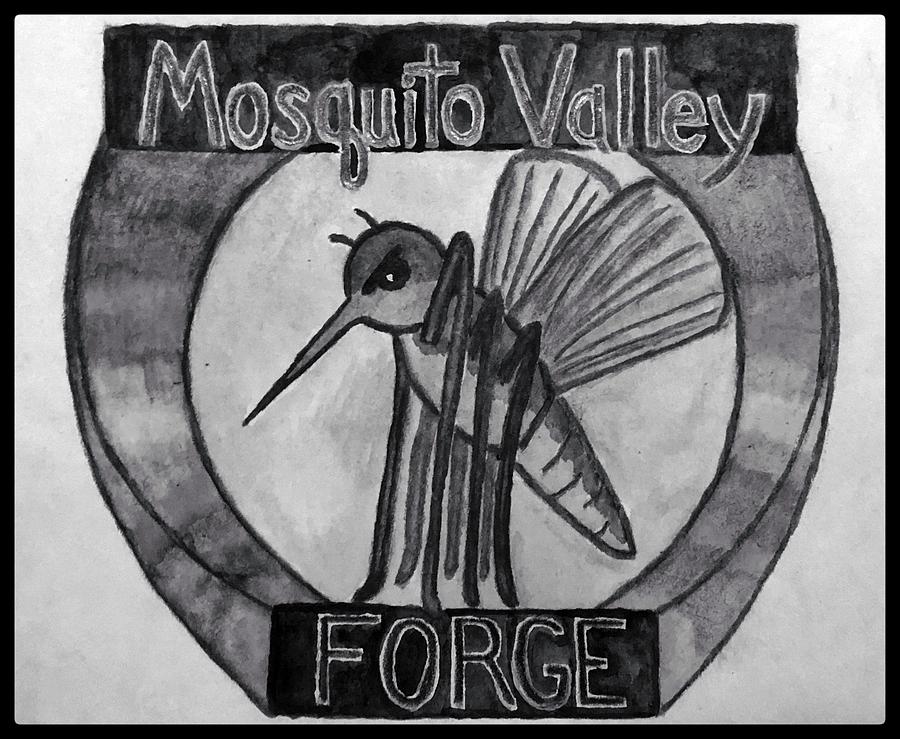 Mosquito Valley Forge Logo Black And White W/ Border Drawing