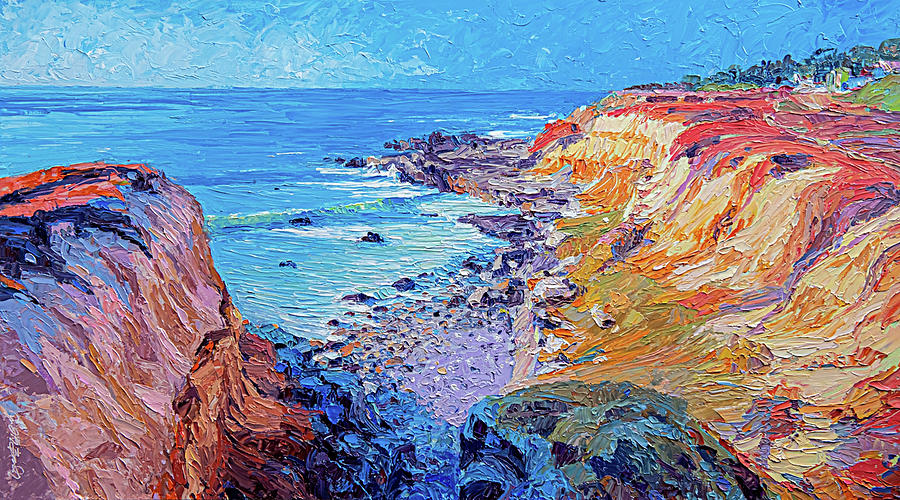 Moss Beach Coastline Painting by Judith Barath