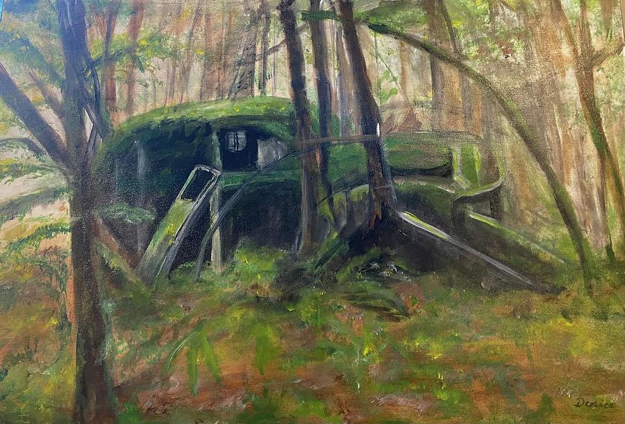 Moss Covered Car Painting by Denice Palanuk Wilson