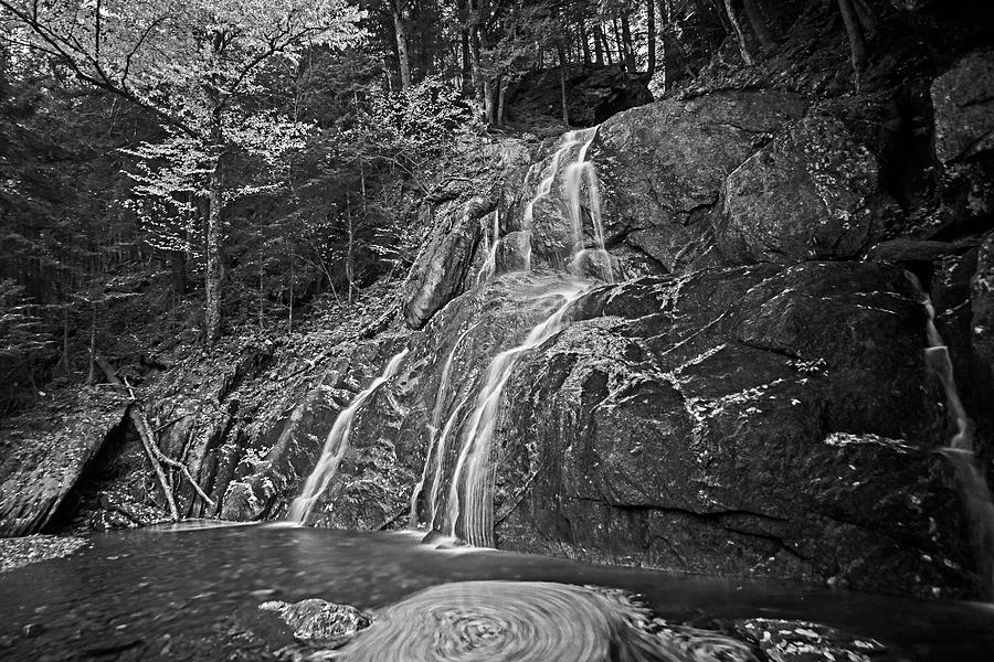 Moss Glen Falls Stowe VT Fall Foliage Autumn Black and White Photograph by Toby McGuire