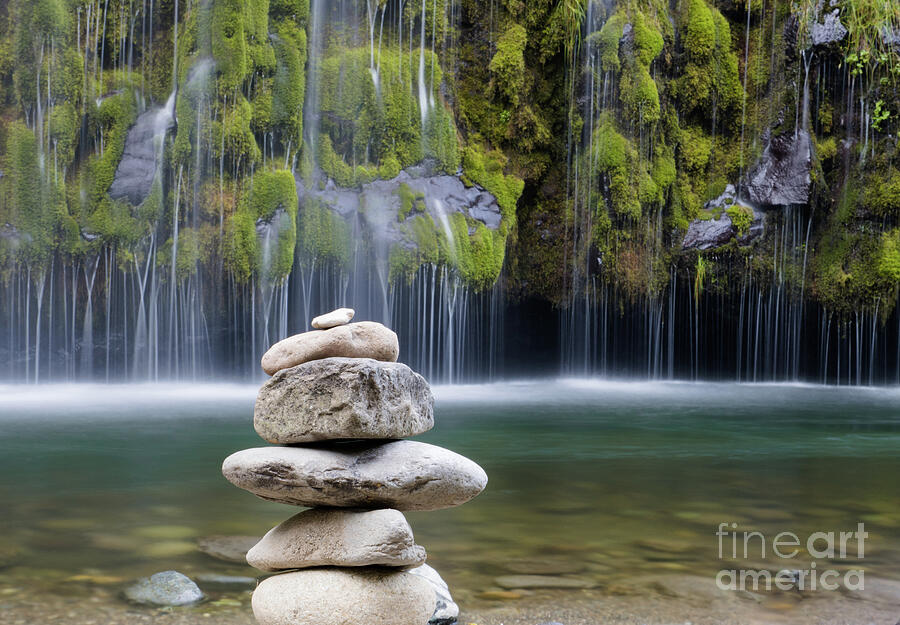 Waterfall Photograph - Mossbrae Falls Cairn by Suzanne Luft